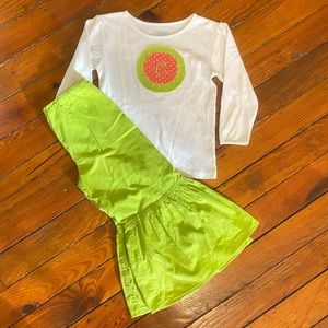 Boutique Initial C Vintage Size 5 Ruffle Hem pants & matching long sleeve shirt
